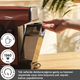 Resim Karaca Mycaffee Barista S20 Entegre Süt Hazneli Otomatik Espresso ve Latte Makinesi Copper 