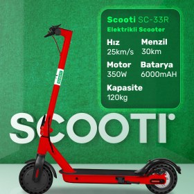 Resim Scooti SC33R Kırmızı Katlanabilir Farlı Elektrikli Scooter 