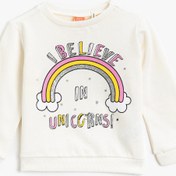 Resim Kız Bebek Baskılı Sweatshirt Pamuklu Bisiklet Yaka 