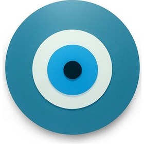 Resim Minimalist Napolyon Mavisi Nazar Boncuğu El Yapımı Ahşap Büyük Na 