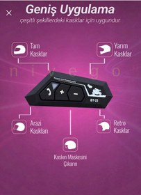 Resim Nivego Bt22 Motorsiklet Kask Kulaklığı İnterkom İntercom Bluetooth 5.0 