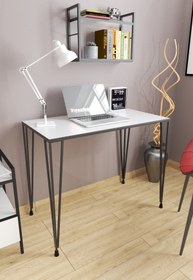 Resim Mudesa Çalışma Masası Mini Ofis Masası Metal Ayaklı Dekoratif Masa Ders Çalışma Masası Genç Odası Masası 