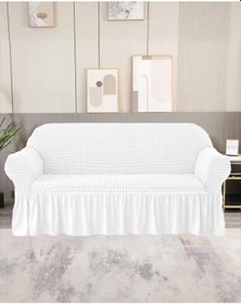 Resim StarMall Bürümcük Koltuk Örtüsü Kanepe Örtüsü 3lü Bir Adet Beyaz 