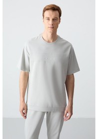 Resim Tommy Life Taş Pamuklu Kalın Yumuşak Dokulu Oversize Fit Basic Erkek Eşofman Takım - 85261 Taş Rengi Taş 