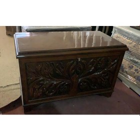 Resim Ankara Mobilya Ahşap Kayın El Oymalı Kilitli Parlak Çeyiz Sandığı 