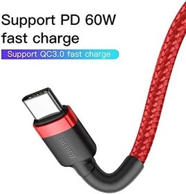 Resim Baseus Cafule, 60 W USB-C & USB-C Hızlı Şarj & Data Aktarımı Kablosu, 1 Metre, Kırmızı, CATGH-G09 