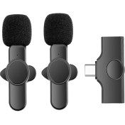 Resim Microcase 2li Type-C Profesyonel Wireless Kablosuz Röportaj Yaka Mikrofonu Lavalier - AL3009 