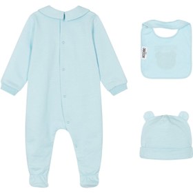 Resim Çocuklar İçin Ayıcık Desenli Pijama Hediye Seti - Açık/Pastel Mavi - 0-3M 