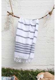 Resim %100 Pamuklu 100x180 Peştemal Plaj Havlusu Jakarlı Lacivert 