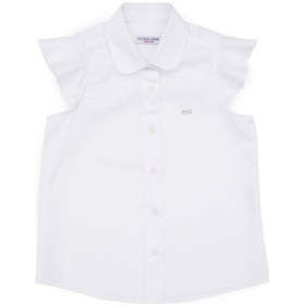 Resim U.S. Polo Assn. Kız Çocuk Beyaz Fırfır Kol Detaylı Pamuk Gömlek 50306617-VR013 