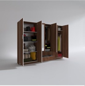 Resim Kenzlife gardırop 6 kapılı çekmeceli begonvil240 cvz aynalı kapaklı gardolap dolap 