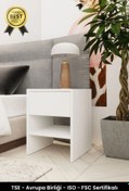 Resim B3 Concept Modern Özel Tasarım Tek Çekmeceli Yatak Yanı Komodin Beyaz 