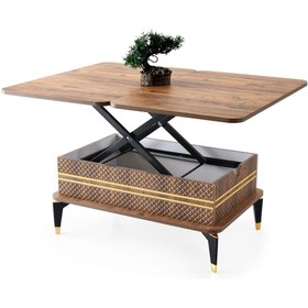 Resim Evistro Akıllı Laptop Sehpa Yemek Masası Orta Sehpa Ceviz-antrasit Desenli 