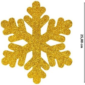 Resim Yılbaşı Kar Tanesi Dekor Strafor Süs, 25 Cm - Altın 