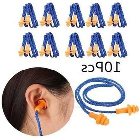 Resim Ganzhoushop Yumuşak Silikon Kulak Tıkacı, Tekrar Kullanılabilir Kulak Koruyucu, İşitme Koruması, Gürültü Azaltma, Kordonlu, 10 Adet 