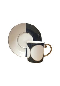 Resim 6 Kişilik Altın Yaldızlı Geometrik Türk Kahvesi Fincanı - 90 Ml Diğer 