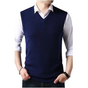 Resim Tezzgelsin 3'lü Erkek V Yaka Triko Tüylenmez Süveter Erkek Slim Fit Süveter Füme - Lacivert - Bordo 
