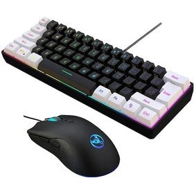 Resim Challenger Hxsj Mini %60 Kablolu Beyaz Siyah Klavye Ve Mouse Seti 61 Tuş Usb Oyun Ofis Ev Diğer 