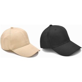Resim Unisex Ayarlanabilir Spor Basic Kep Şapka | Siyah Bej 2li Paket 