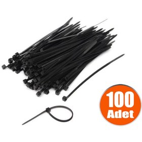 Resim KAPMAX Siyah Cırtlı Plastik Kelepçe 3.6x200 mm (100 Adet) 