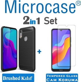 Resim Microcase Huawei Honor 8A Pro Brushed Carbon Kilif + Cam (Seç) 369192287 