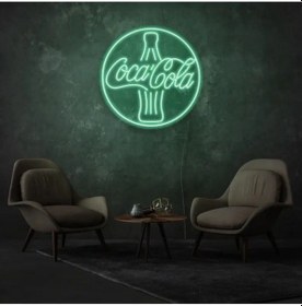 Resim Coca Cola Yazılı Ve Şekilli Neon Tabela Yeşil 