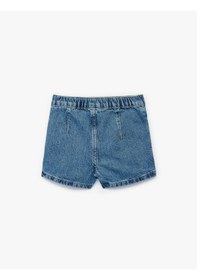 Resim Koton Pamuklu Rahat Kesim Pile Detaylı Denim Şort Etek Orta İndigo 6smg70003ad İndigo 