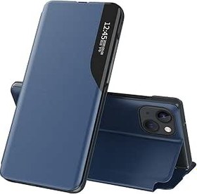 Resim QIWEIQING Redmi Note 8 Kılıf Kılıf Ayna Tasarım Kılıf Clear View PC + Premium PU Deri Standing Koruyucu Flip Folio Cover Redmi Note 8 için Flip Mirror Blue QH3 