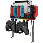 Resim Meridiangoods Nintendo Switch Oled İçin Rgb Aydınlatmalı Şarj Istasyonu Multifonksiyonlu Duvar Askısı Siyah 