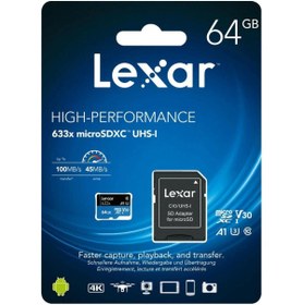 Resim Lexar 64gb 633x 100mb/s Sd Adaptörlü Microsdxc Hafıza Kartı 