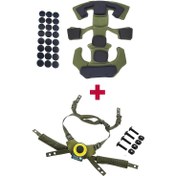 Resim Gen1 Ayarlanabilir Çene Askısı ve Hafıza Köpüğü Pedleri Taktik Kask Sapan Sistemi için - Yeşil Naylon, Wendy Fast MICH ACH Kaskları için Mükemmel, Airsoft Ekipmanları | Ayarlanabilir Çene Askısı | Dayanıklı Başlık 