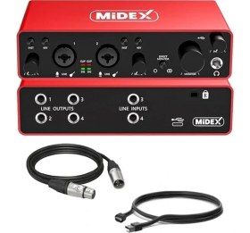 Resim Functional Paket-4 Stüdyo Ekipmanları Mikrofon 4 Çıkış Ses Kartı Full Set 