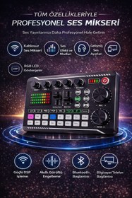 Resim Voltico Profesyonel Kablosuz Ses Mikseri – RGB LED’li, DSP İşlemcili Canlı Yayın & Kayıt Mikseri 