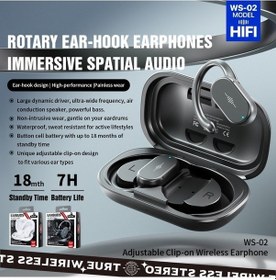 Resim Prestigegoods Wekome Ws-02 Döner Kulak Kancası Bluetooth 5.3 Kulak İçi Spor Kulaklığı, Su Geçirmez, 18 Ay Bekleme 