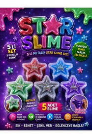 Resim Lina Toys Star Slime Metalik 5’li Set - Parlak Şeffaf Yumuşak Esnek Slime Oyuncak 
