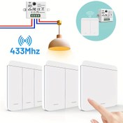 Resim Kablosuz Işık Duvar Anahtarı Röle Alıcısı RF 433Mhz 1/2/3Gang Panel Anahtarı Uzaktan Kumanda Kesici LED Lamba için 10A 110V 220V, Akıllı Ev Otomasyonu, Kolay Kurulum, Şarj Edilemeyen Lityum Pil, Uzaktan Kumandalı Aydınlatma, Oda Elektrik/Hard Wiring, Çalışma Voltajı 220-240 