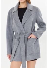 Resim Gamazzini Puntolu Kısa Kaban Gri 