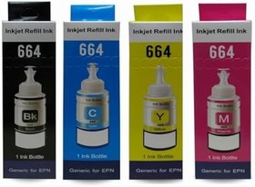 Resim Epson T664 L565 ile uyumlu 4 Renk Kaliteli Mürekkep Seti 4 x 70 ml 