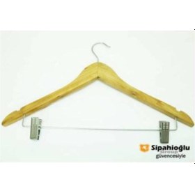 Resim Ahşap Pantolon Mandallı Askı Elbise Askısı 44Cm 10 Ahşap 