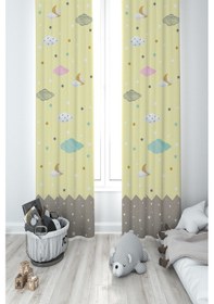 Resim Mekta Home Bebek Ve Çocuk Odası Gökyüzü Desenli 2 Kanat Fon Perde 