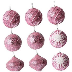 Resim Suntek 9 Parça Yılbaşı Ağacı Pembe Top Süsleri Masa Orta Diğer 