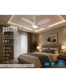 Resim Banum Luxury 3'ü 1 Arada Tavan Vantilatörü Modern Sık LED Ampul Sessiz 3 Kademeli Kumandalı 
