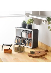 Resim Standlı Baharatlık Takımı Kaşıklı Ve Kapaklı 12'li Baharatlık Set 