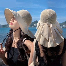 Resim 1 adet Kadın Yazlık Mesh Nefes Alabilen Güneş Şapkası, Yaylı, Hafif Geniş Kenarlı Kova Şapka, Açık Hava Seyahatleri, Plaj ve Havuz Kenarı için - Polyester, Bağlantı Kapatma, Tüysüz, Tatil Teması, Havuz Kenarı Aksesuarı | Geniş Kenarlı Şapka | Bağlantı Kapatma Şapkası 