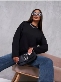 Resim Zakur Kadın Oversize Spor Pamuklu Temel Uzun Kollu Üst 185579716 SIYAH 