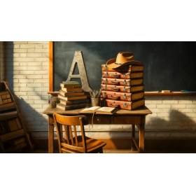 Resim Venspor Eğitim ve Keşif Kitaplar ve Bavullar Temalı Retro Arkaplan 200 x 150 cm Fon Duvar Örtüsü 