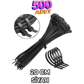 Resim 3.6x200 Kablo Bağı , Cırt Kelepçe 500 Adet Siyah 
