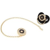 Resim Zirkon Taşlı Taç Modeli Silikon Emzik Zinciri Seti Sarı 