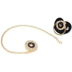 Resim Zirkon Taşlı Taç Modeli Silikon Emzik Zinciri Seti Sarı 