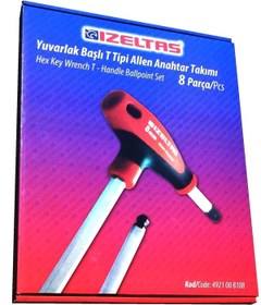 Resim İzeltaş Yuvarlak Başlı T Allen Anahtar Seti 8 Parça 